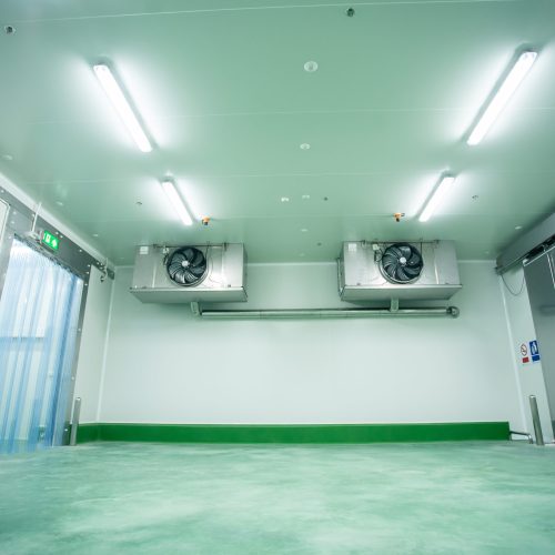 Empty loading room, Fan coil unit (FCU) in loading room before shipping to cold storage room. Air conditioner in loading room.